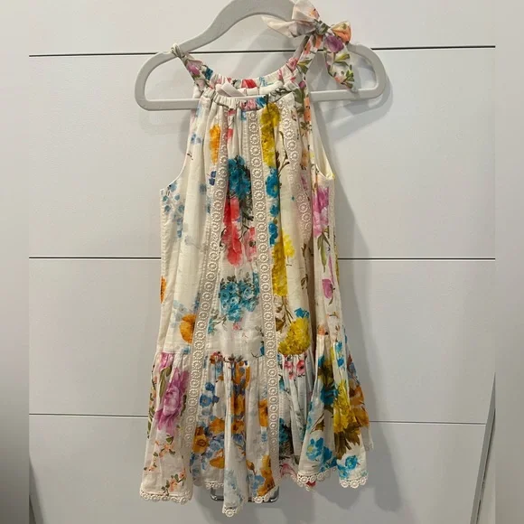 Zimmermann Girls Halcyon Spliced Floral Halter Dress Size 2 - Picture 2 of 5
